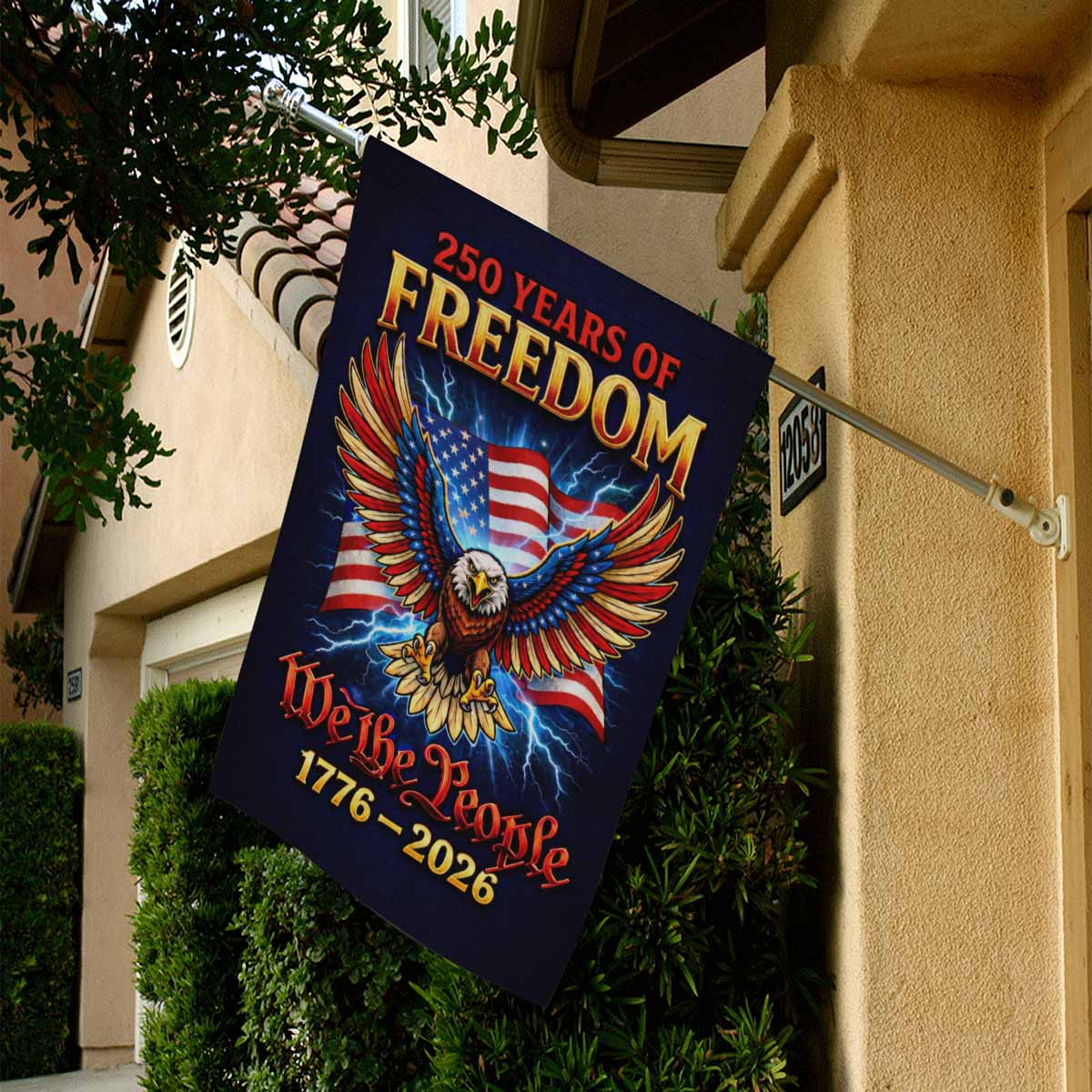 America 250 Patriotic Eagle House Flag 1776-2026 We The People Freedom Flag