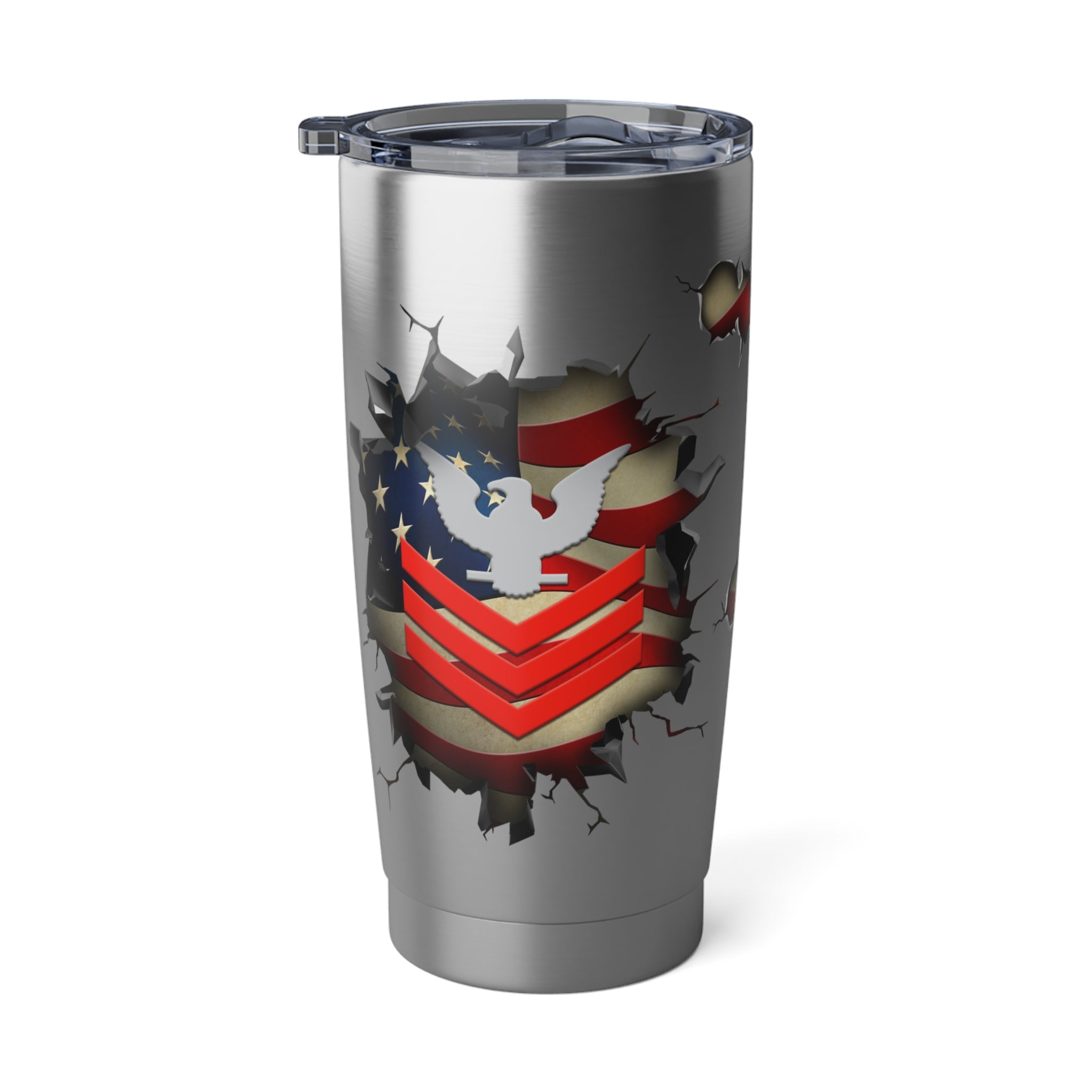 US Navy E-6 Petty Officer First Class E6 PO1 Collar Device 3D Break Effect Vagabond 20oz Tumbler