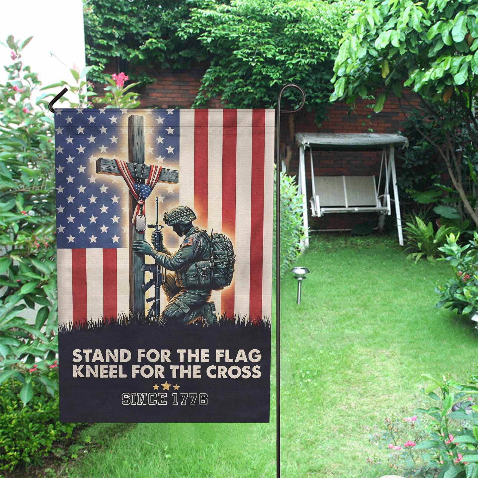 Stand for the Flag Kneel for the Cross Garden Flag Patriotic Christian Decor