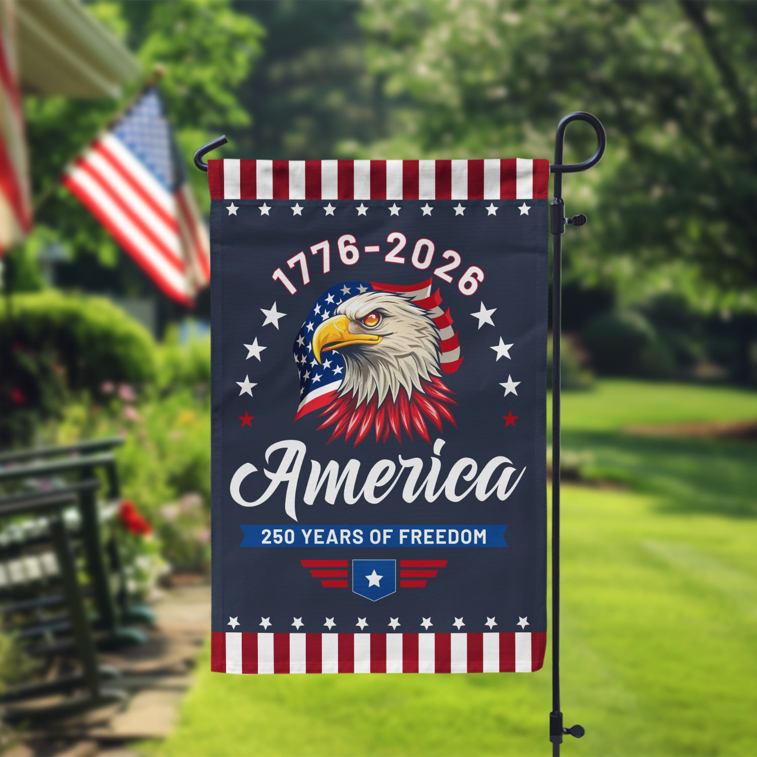1776-2026 America 250 Years Of Freedom Garden Flag 12''x18'' Twin-Side Printing