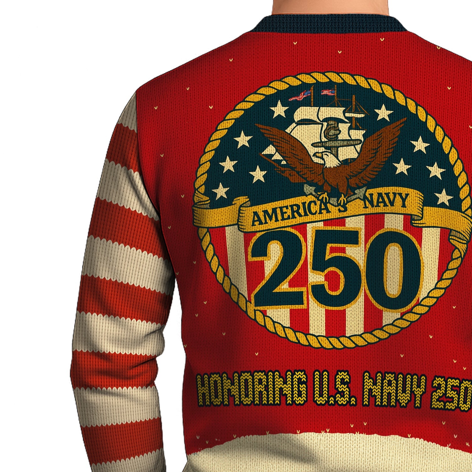Honoring US Navy 250 Christmas Ugly Sweater