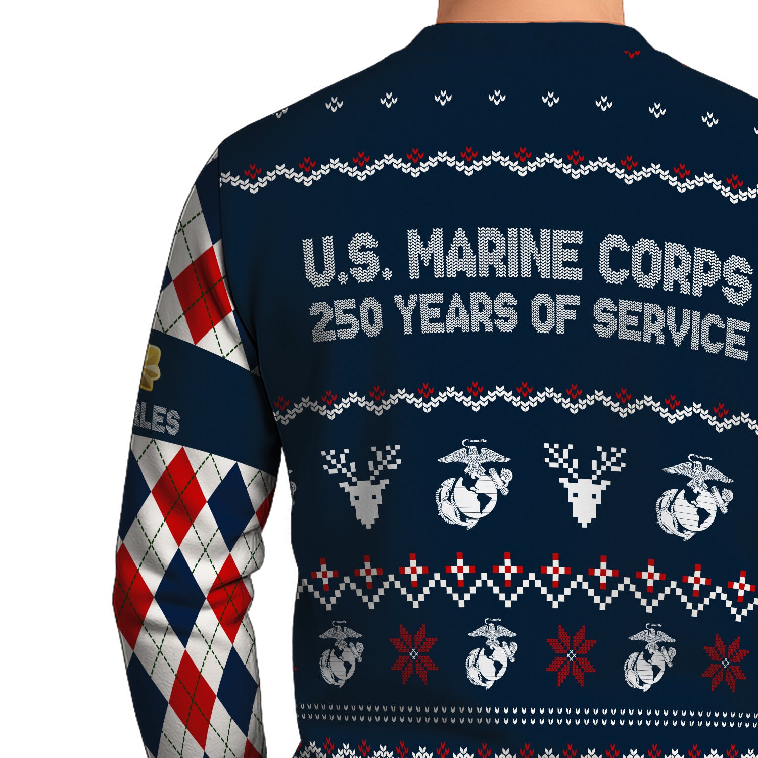 Custom Ranks And Text USMC Ugly Christmas Sweater for Women Men JUST05