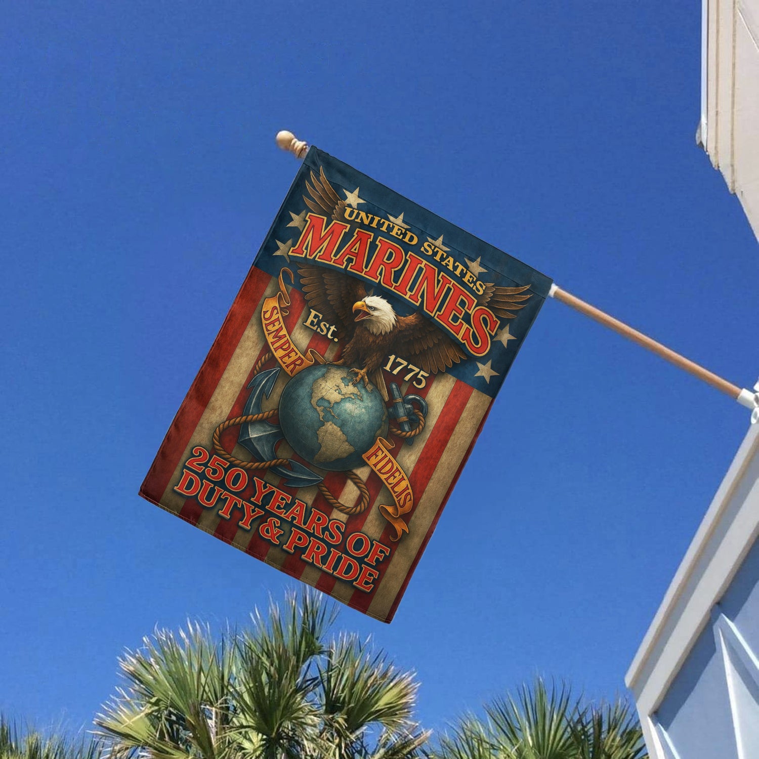 MARlNE 250 Years Duty & Pride House Flag 28" x 40" Twin-Side Printing