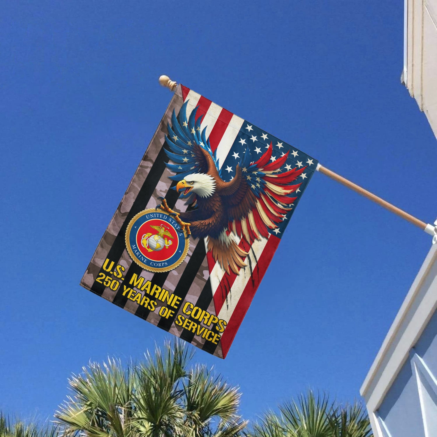 MARlNE 250 Years Of Service House Flag 28" x 40" Twin-Side Printing