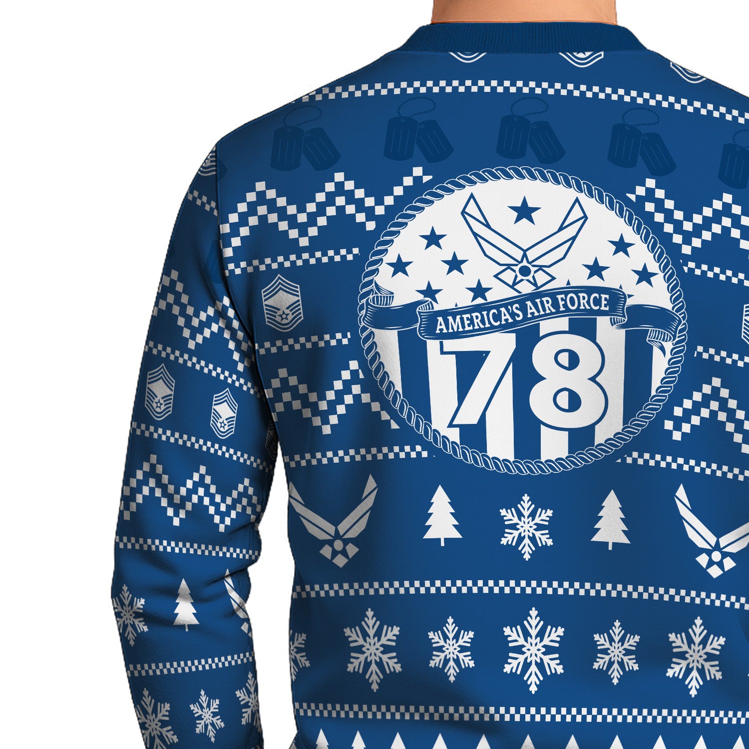 Custom Ranks US Air Force Ugly Christmas Sweater for Women Men TUST01