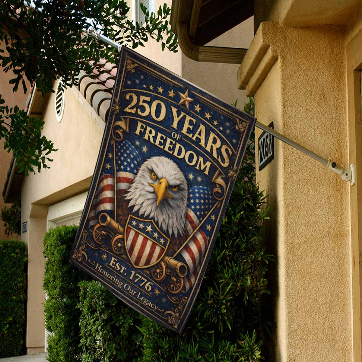 250 Years of American Freedom House Flag ΓÇô Est 1776 Anniversary Decor