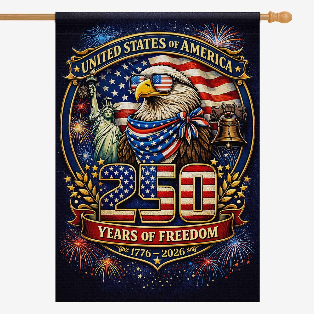 America 250 House Flag Patriotic Eagle 1776-2026 250 Years of Freedom USA Outdoor Flag