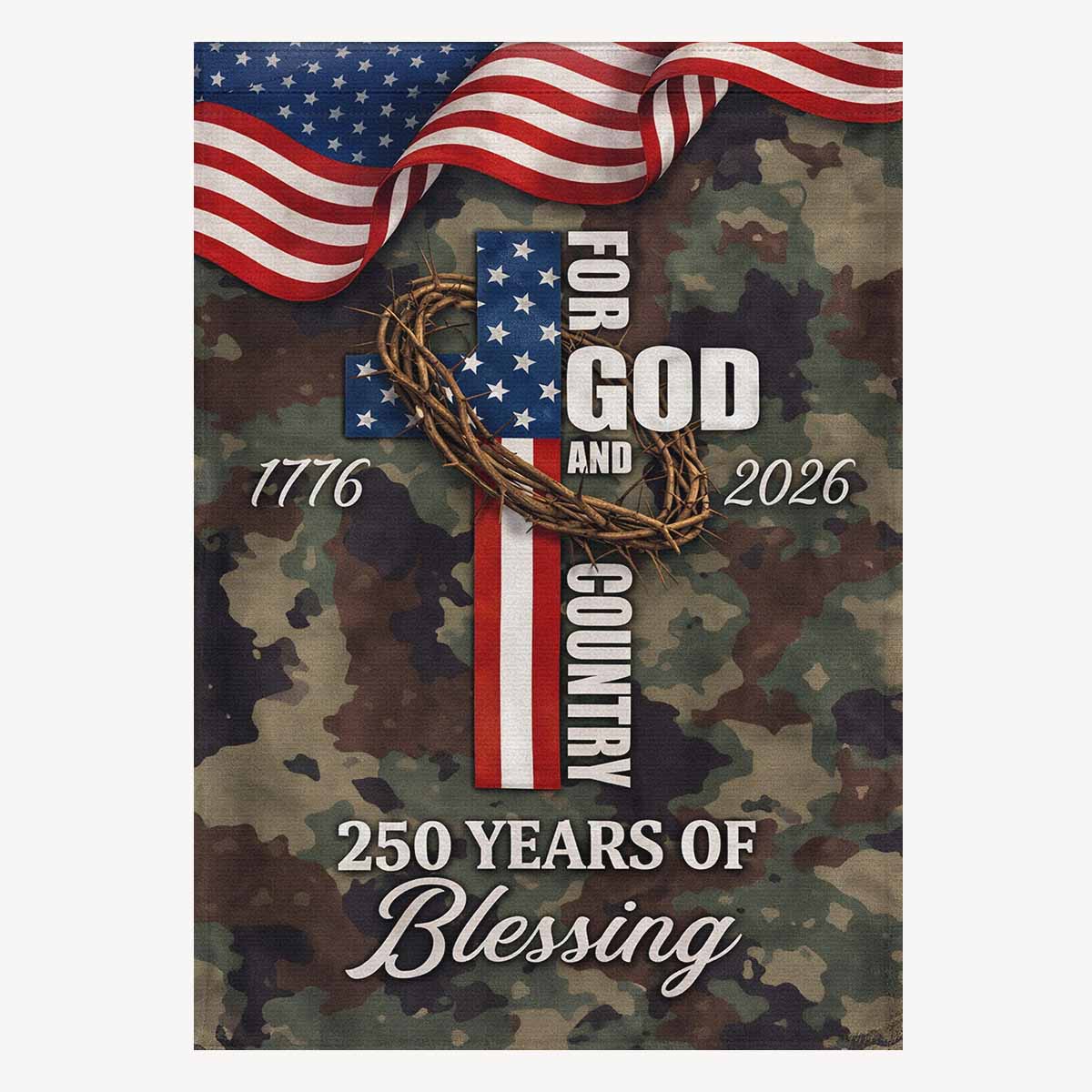 For God and Country 250 Years House Flag 1776–2026 Patriotic Banner