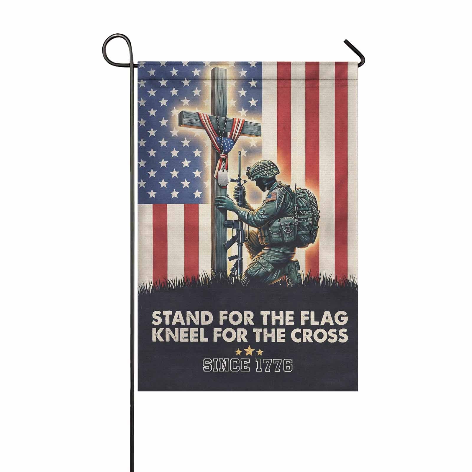Stand for the Flag Kneel for the Cross Garden Flag Patriotic Christian Decor