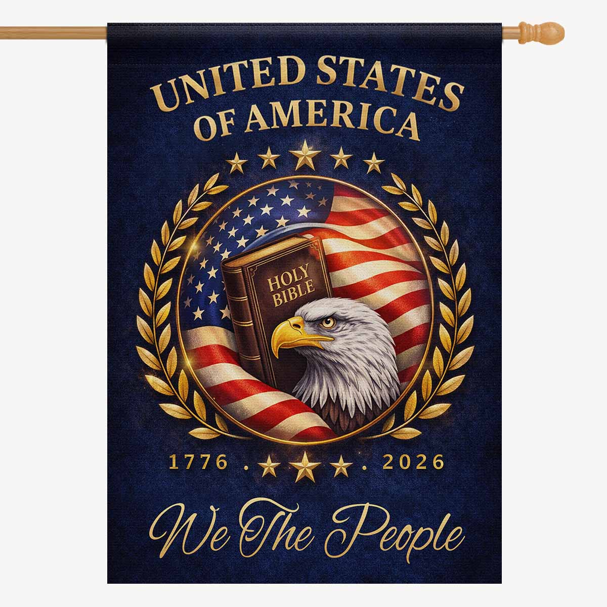 We The People Christian House Flag – United States 1776–2026 Patriotic Decor
