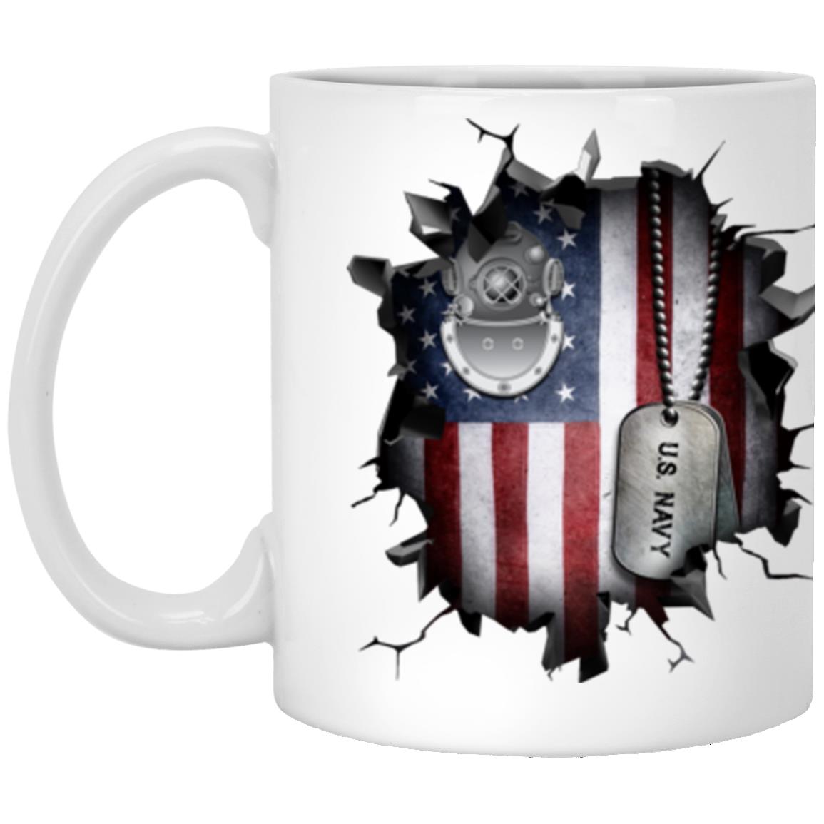 US Navy Diver Navy ND 3D Break Effect 11oz - 15oz White Mug