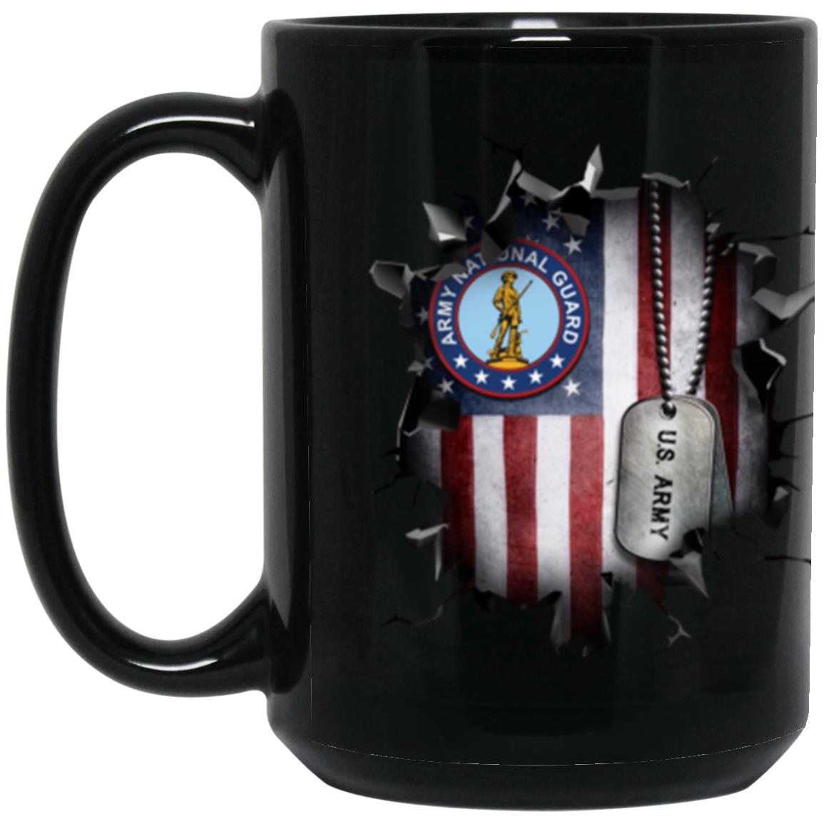 US Army National Guard 3D Break Effect 11oz - 15oz Black Mug