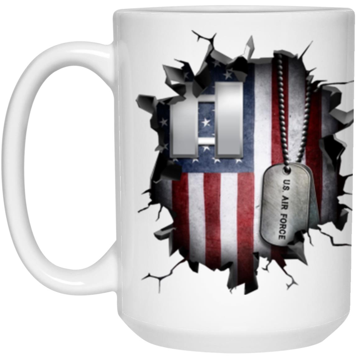 US Air Force O-3 Captain Capt O3 Commissioned Officer Ranks 3D Break Effect Coffee Mug 11oz - 15oz White Mug