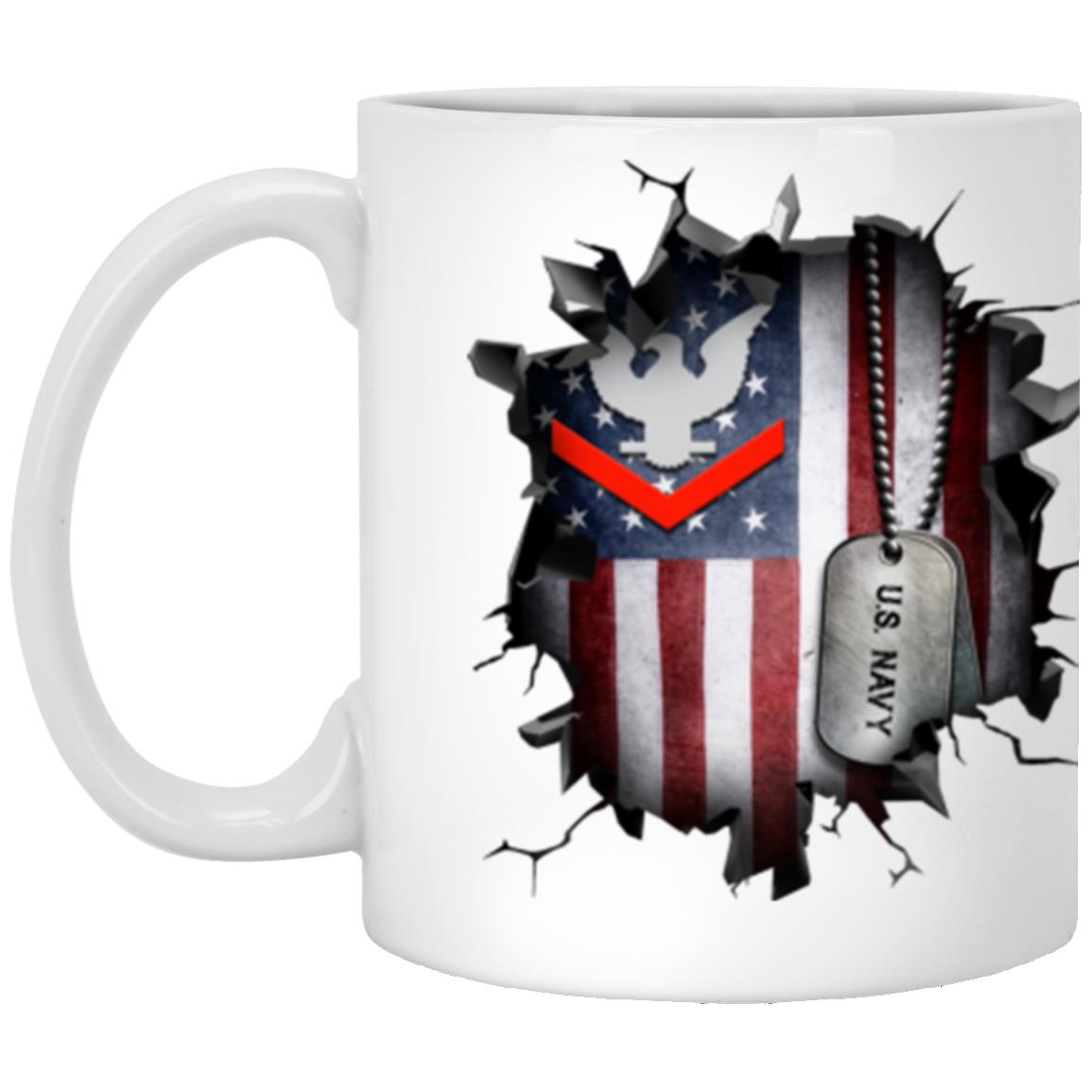 US Navy E-4 Petty Officer Third Class E4 PO3 Collar Device 3D Break Effect Coffee Mug 11oz - 15oz White Mug