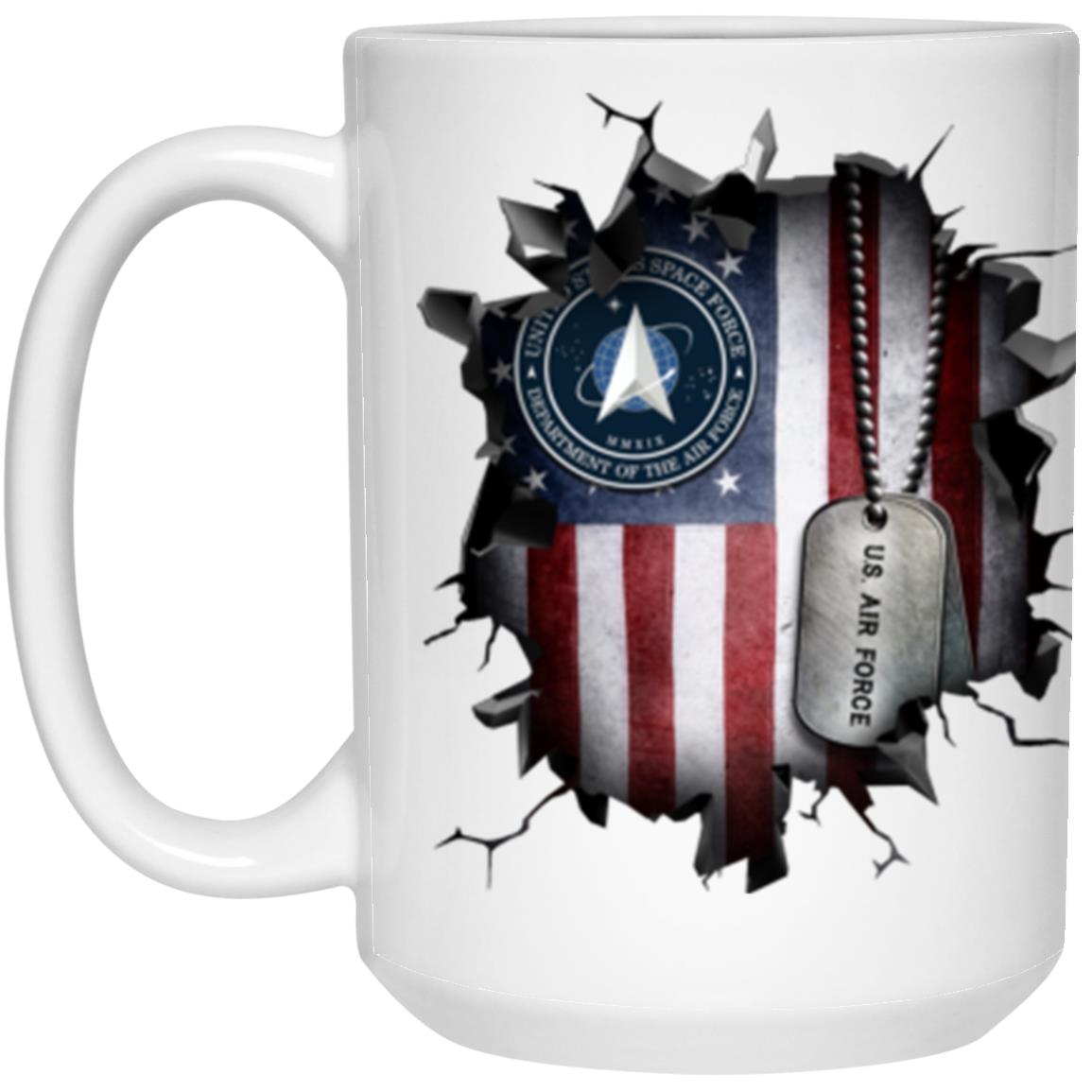 US Seal of the United States Space Force 3D Break Effect Coffee Mug 11oz - 15oz White Mug