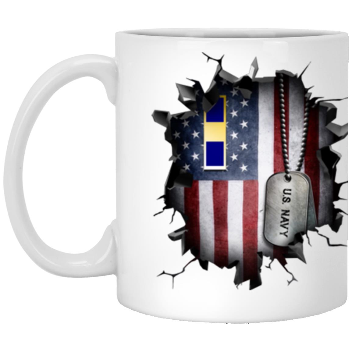 US Navy W-1 Warrant Officer W1 WO13D Break Effect Coffee Mug 11oz - 15oz White Mug