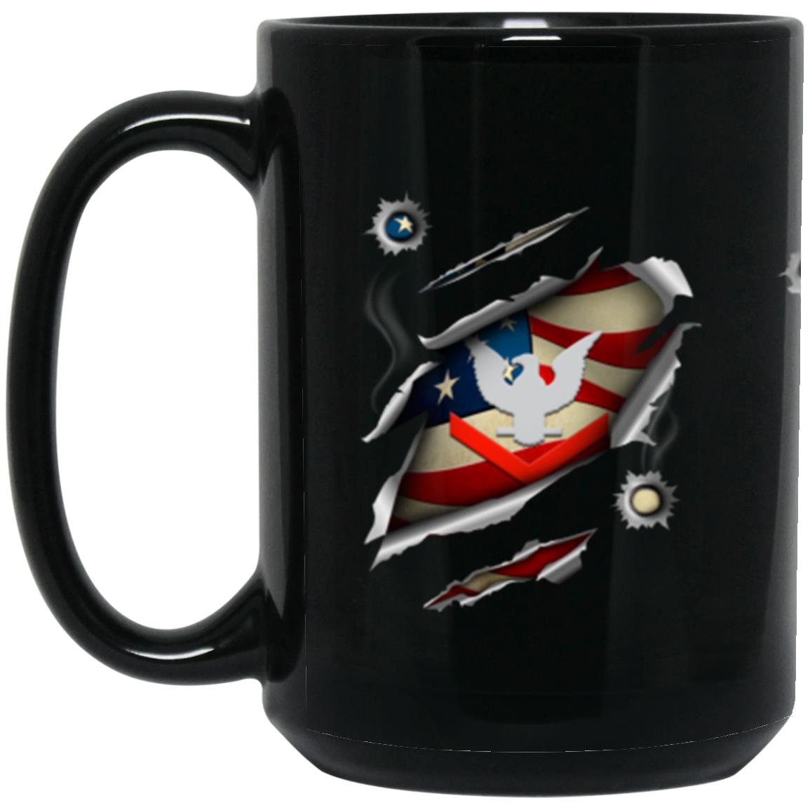 US Navy E-4 Petty Officer Third Class E4 PO3 Collar Device 11oz - 15oz Black Mug