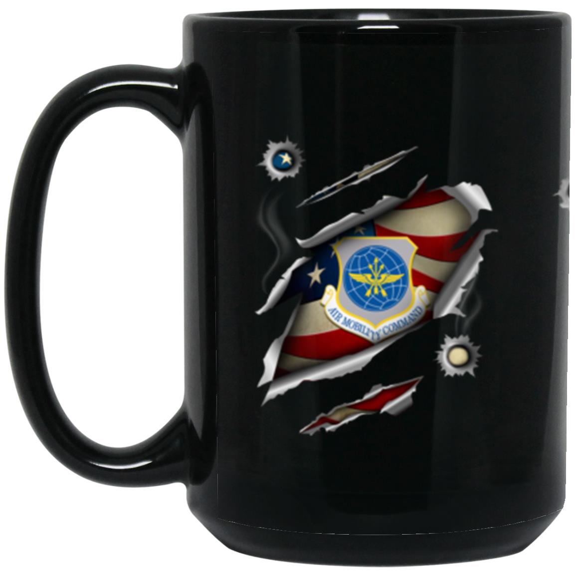 US Air Force Air Mobility Command 3D Bullet Holes Effect 11oz - 15oz Black Mug