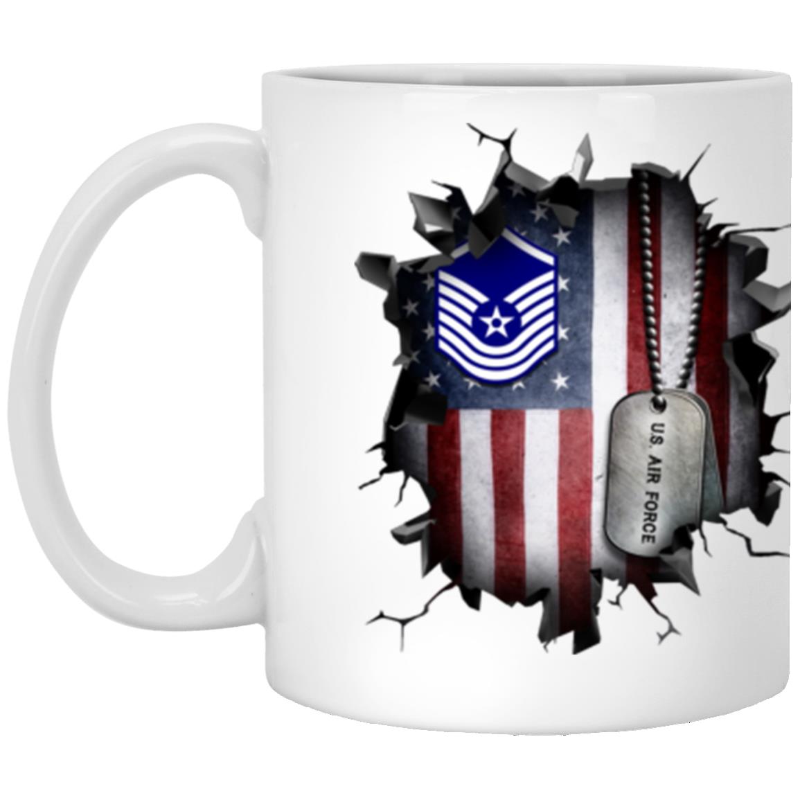 US Air Force E-8 Old Style Rank 3D Break Effect Coffee Mug 11oz - 15oz White Mug