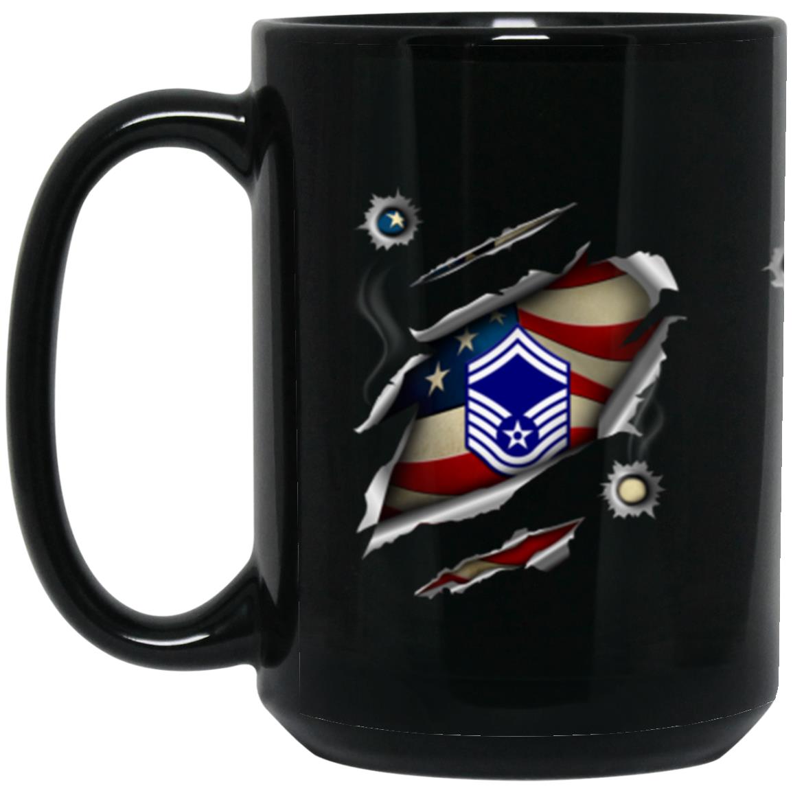 US Air Force E-8 Senior Master Sergeant SMSgt E8 Noncommissioned Officer AF Rank 11oz - 15oz Black Mug