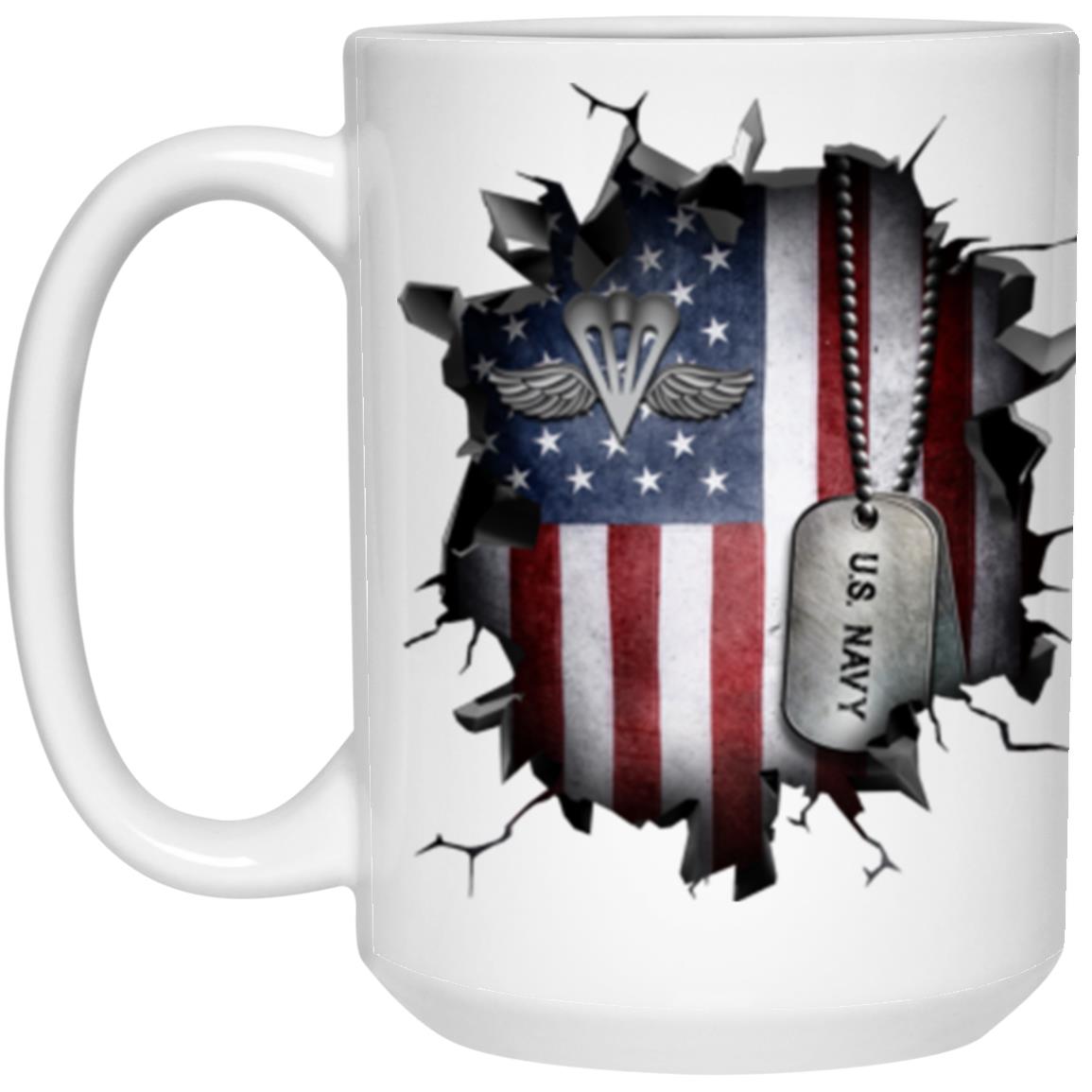 US Navy Aircrew Survival Equipmentman Navy PR 3D Break Effect 11oz - 15oz White Mug