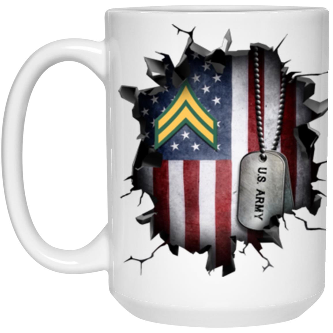 US Army E-4 Corporal E4 CPL Noncommissioned Officer Ranks 3D Break Effect 11oz - 15oz White Mug