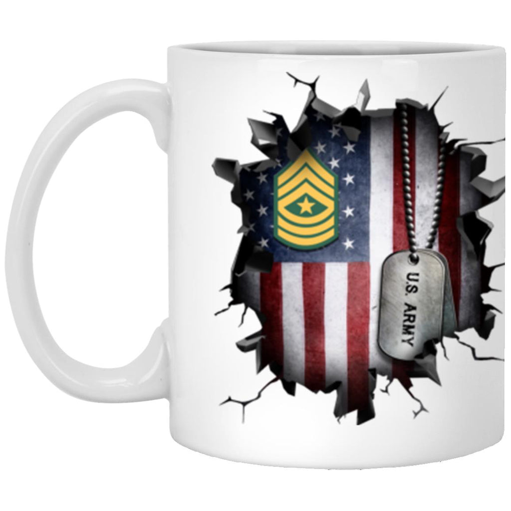 US Army E-9 Sergeant Major E9 SGM Noncommissioned Officer Ranks 3D Break Effect 11oz - 15oz White Mug