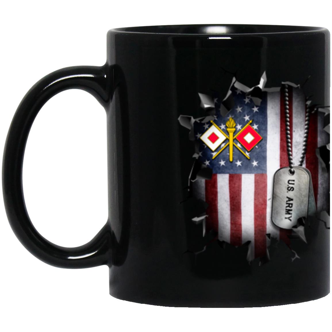 US Army Signal Corps 3D Break Effect 11oz - 15oz Black Mug