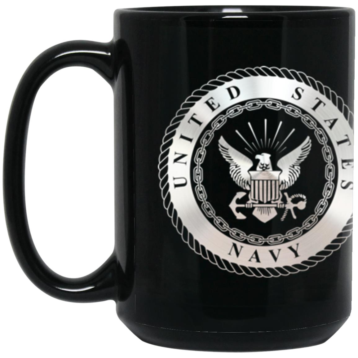 US Navy W-4 Chief Warrant Officer 4 W4 CW4 Metallic Silver Effect 11oz - 15oz Black Mug