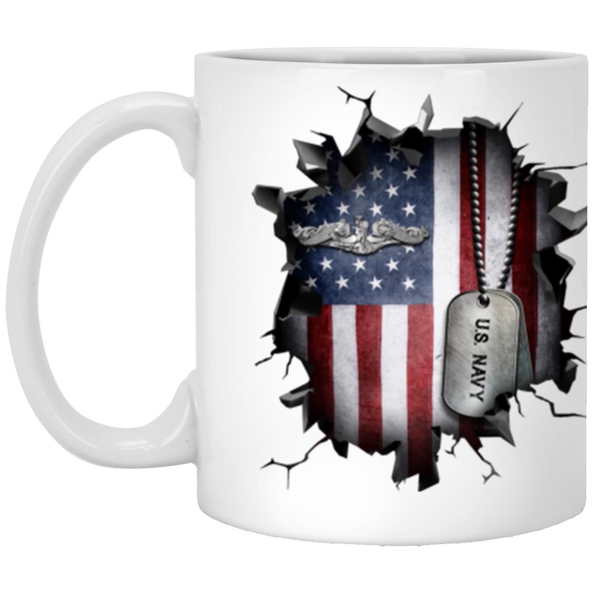 US Navy Submarine Enlisted 3D Break Effect Coffee Mug 11oz - 15oz White Mug