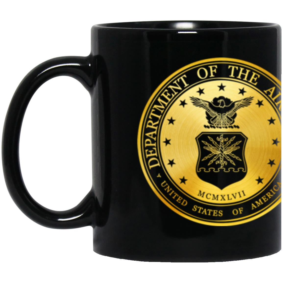 US Air Force E-2 Airman Amn Metallic Gold Effect 11oz - 15oz Black Mug