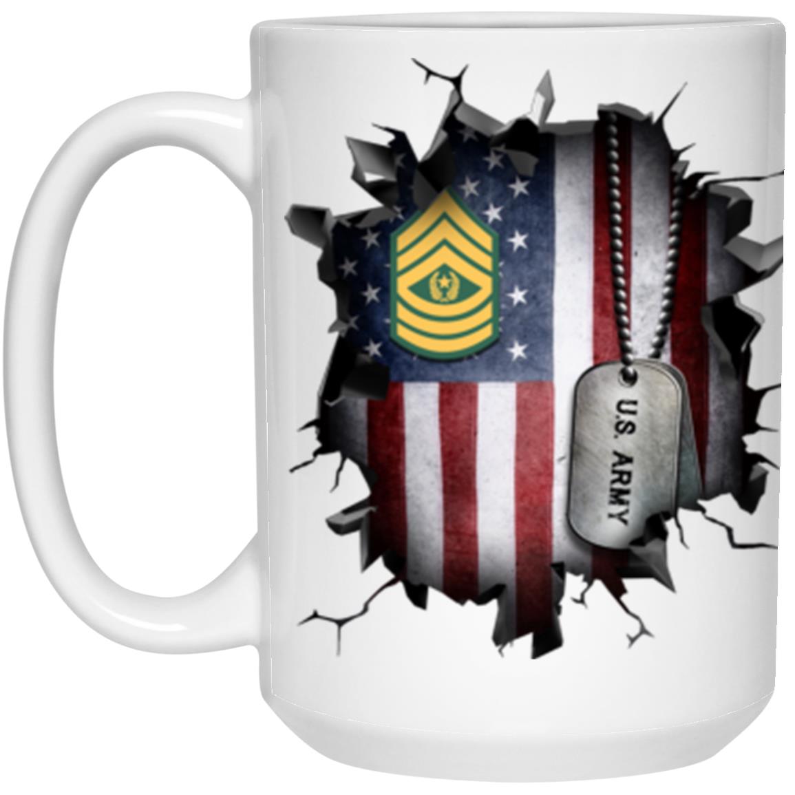 US Army E-9 Command Sergeant Major E9 CSM Noncommissioned Officer Ranks 3D Break Effect 11oz - 15oz White Mug