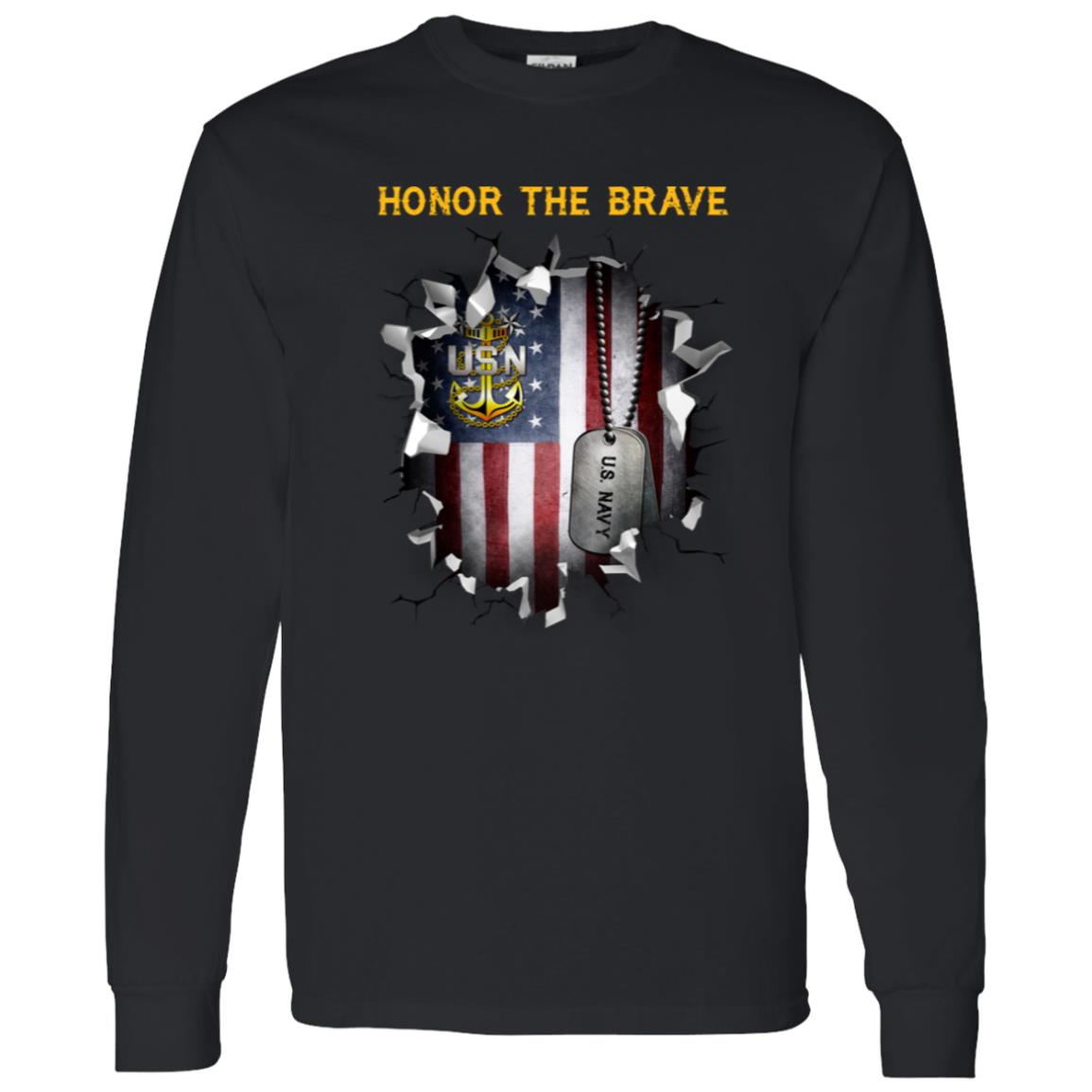 US Navy E-9 Master Chief Petty Officer E9 MCPO Senior Noncommissioned Officer Collar Device - Honor The Brave Front Shirt