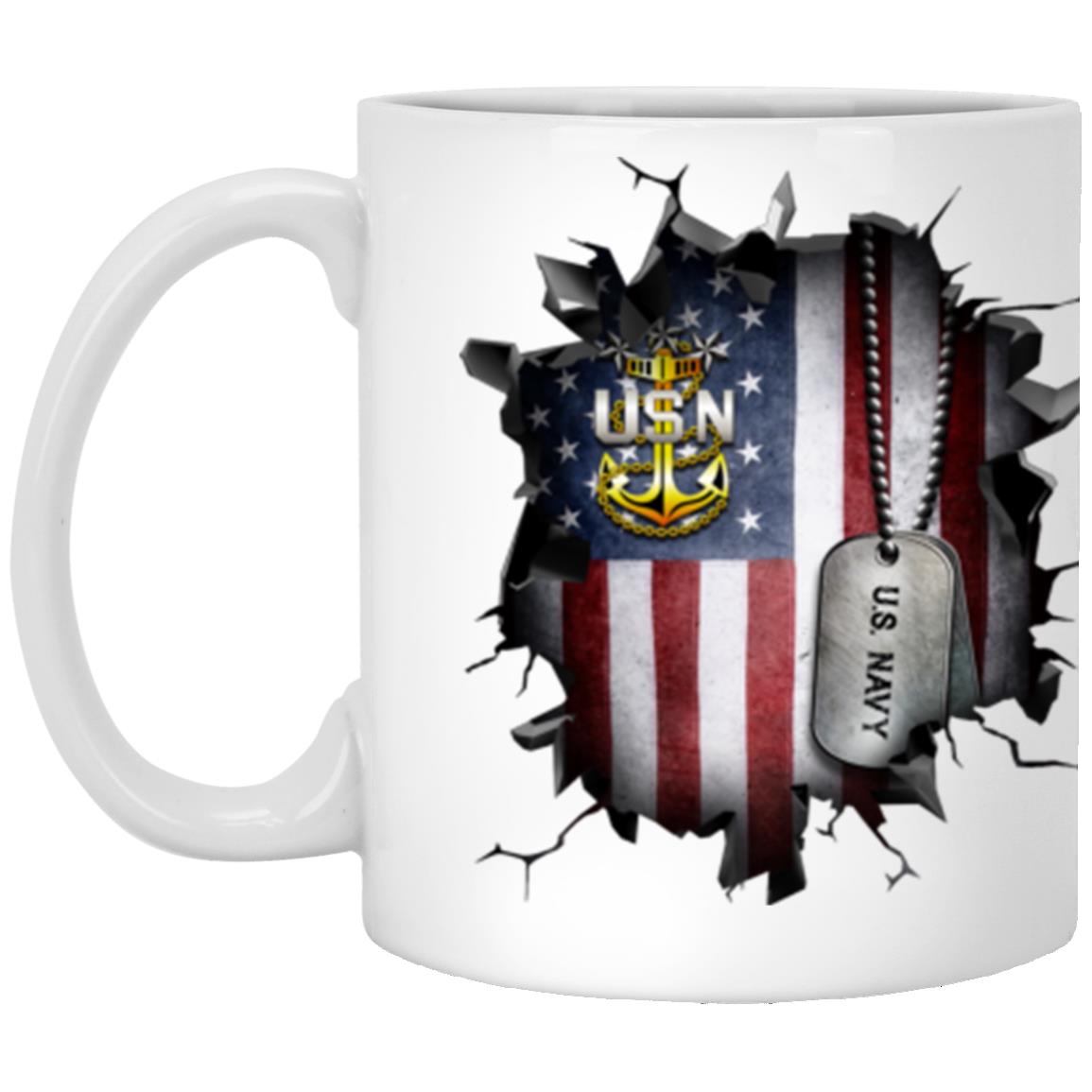 US Navy E-9 Master Chief Petty Officer Of The Navy E9 MCPON Senior Enlisted Advisor Collar Device 3D Break Effect Coffee Mug 11oz - 15oz White Mug