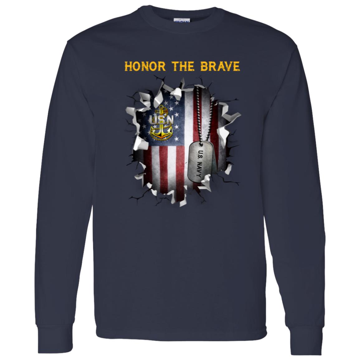 US Navy E-7 Chief Petty Officer E7 CPO Senior Noncommissioned Officer Collar Device - Honor The Brave Front Shirt