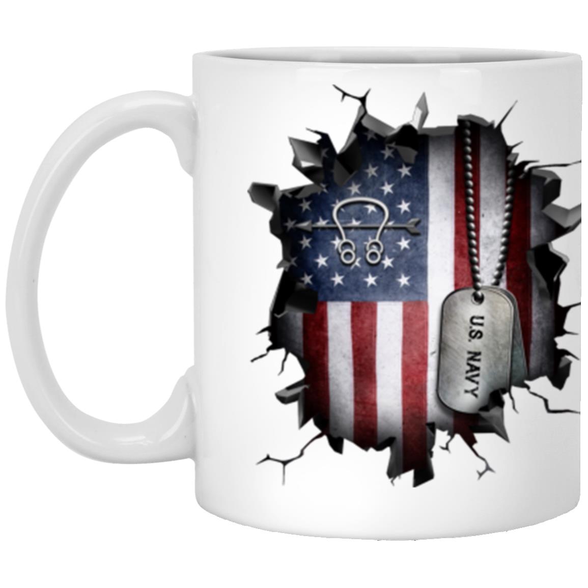 US Navy Sonar Technician Navy ST 3D Break Effect 11oz - 15oz White Mug