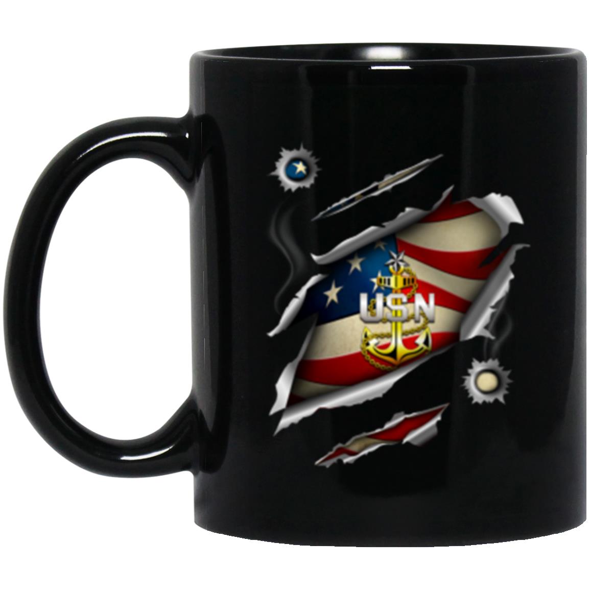 US Navy E-8 Senior Chief Petty Officer E8 SCPO Senior Noncommissioned Officer Collar Device 11oz - 15oz Black Mug