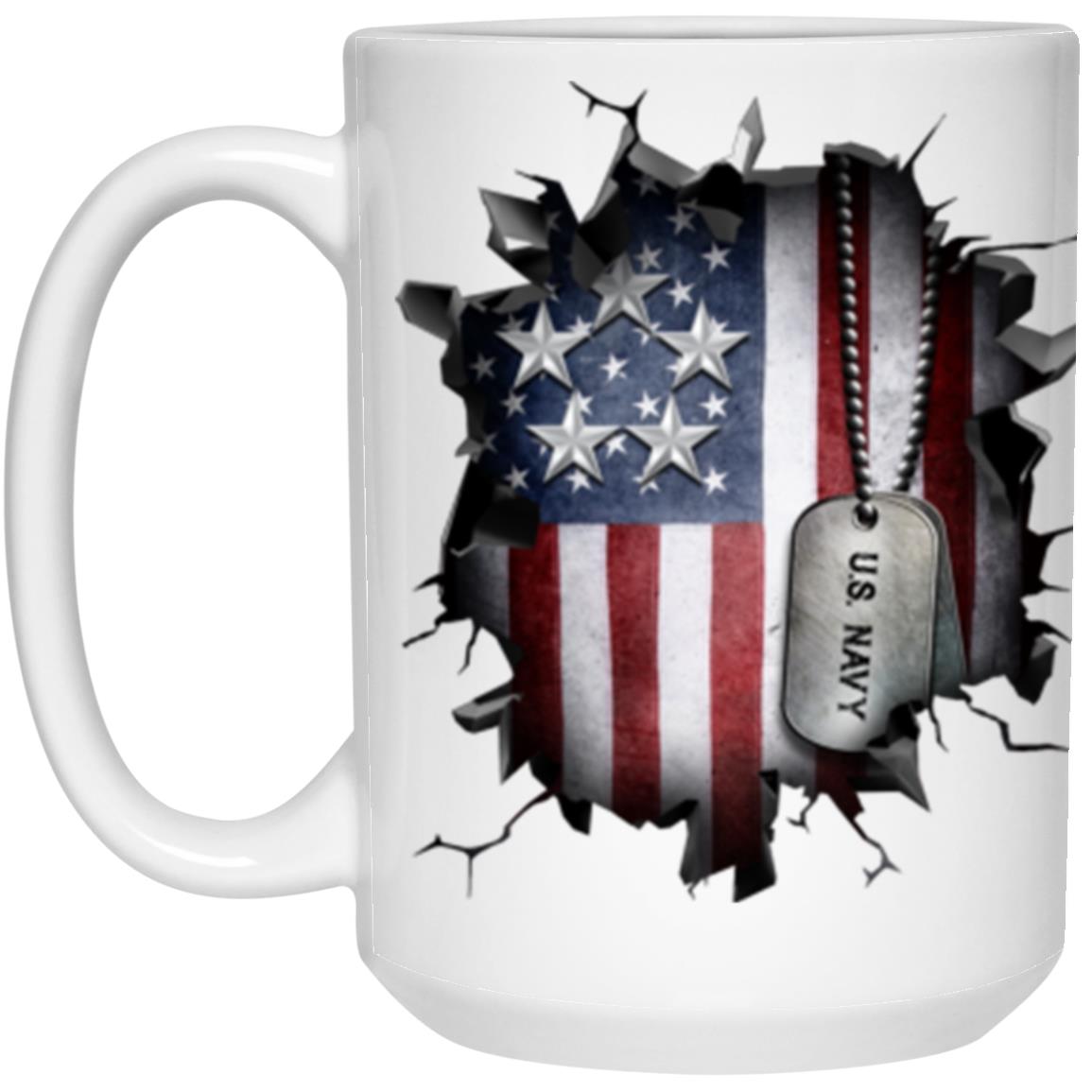 US Navy O-11 Fleet Admiral O11 FADM Flag Officer 3D Break Effect Coffee Mug 11oz - 15oz White Mug