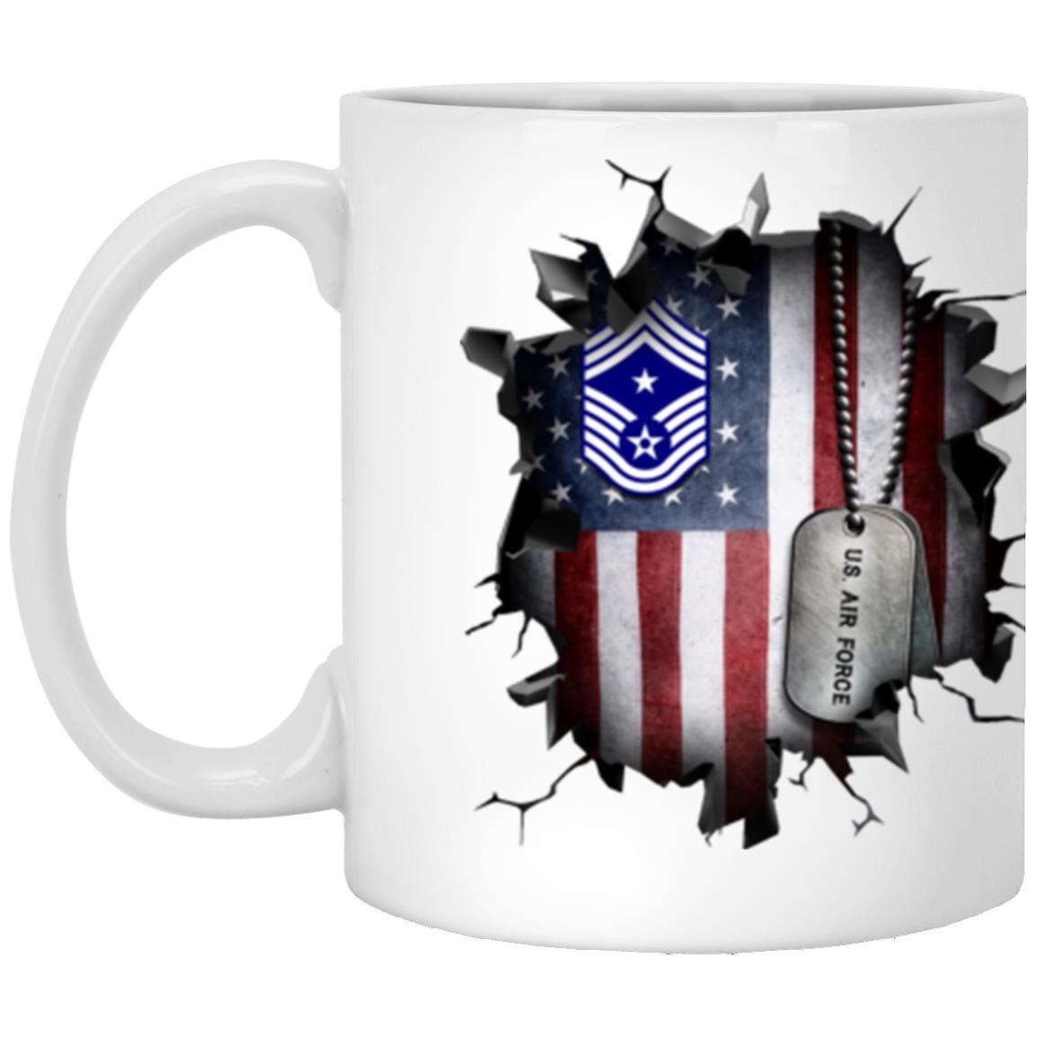 US Air Force E-9 Command Chief Master Sergeant CCM E9 Noncommissioned Officer Ranks 3D Break Effect Coffee Mug 11oz - 15oz White Mug