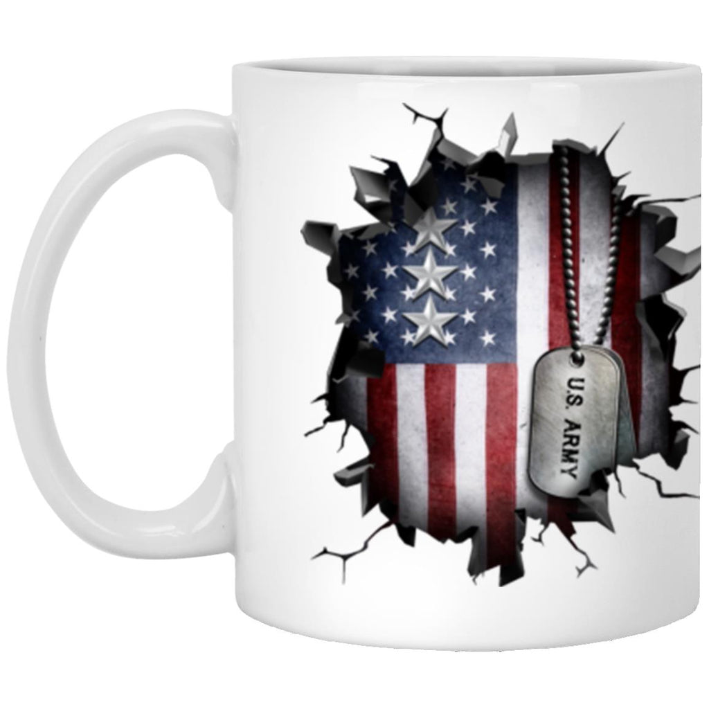 US Army O-9 Lieutenant General O9 LTG General Officer Ranks 3D Break Effect 11oz - 15oz White Mug