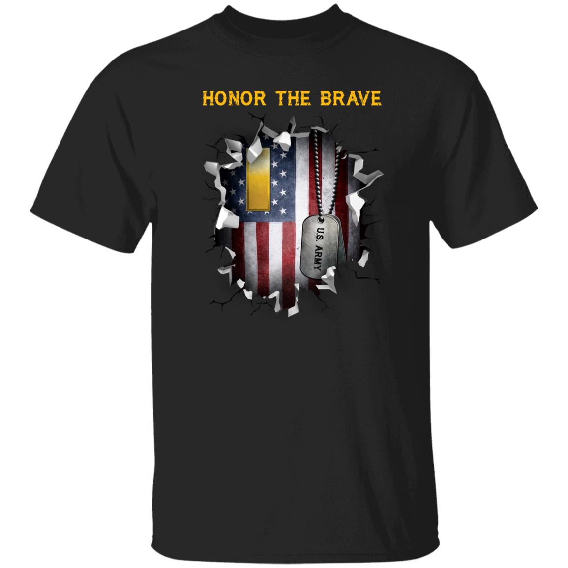 US Army O-1 Second Lieutenant O1 2LT Commissioned Officer - Honor The Brave Front Shirt