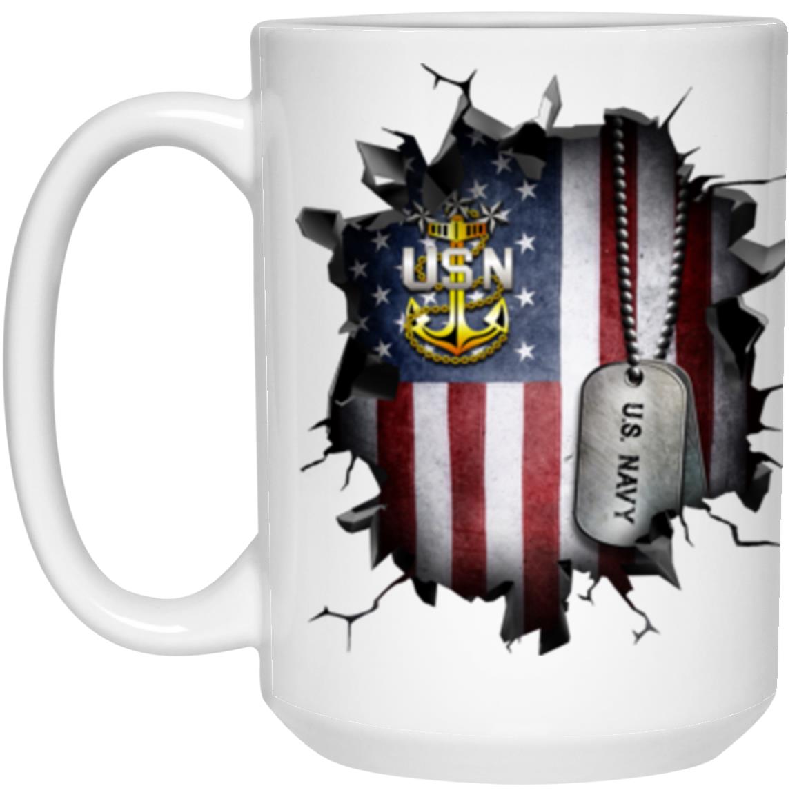 US Navy E-9 Master Chief Petty Officer Of The Navy E9 MCPON Senior Enlisted Advisor Collar Device 3D Break Effect Coffee Mug 11oz - 15oz White Mug