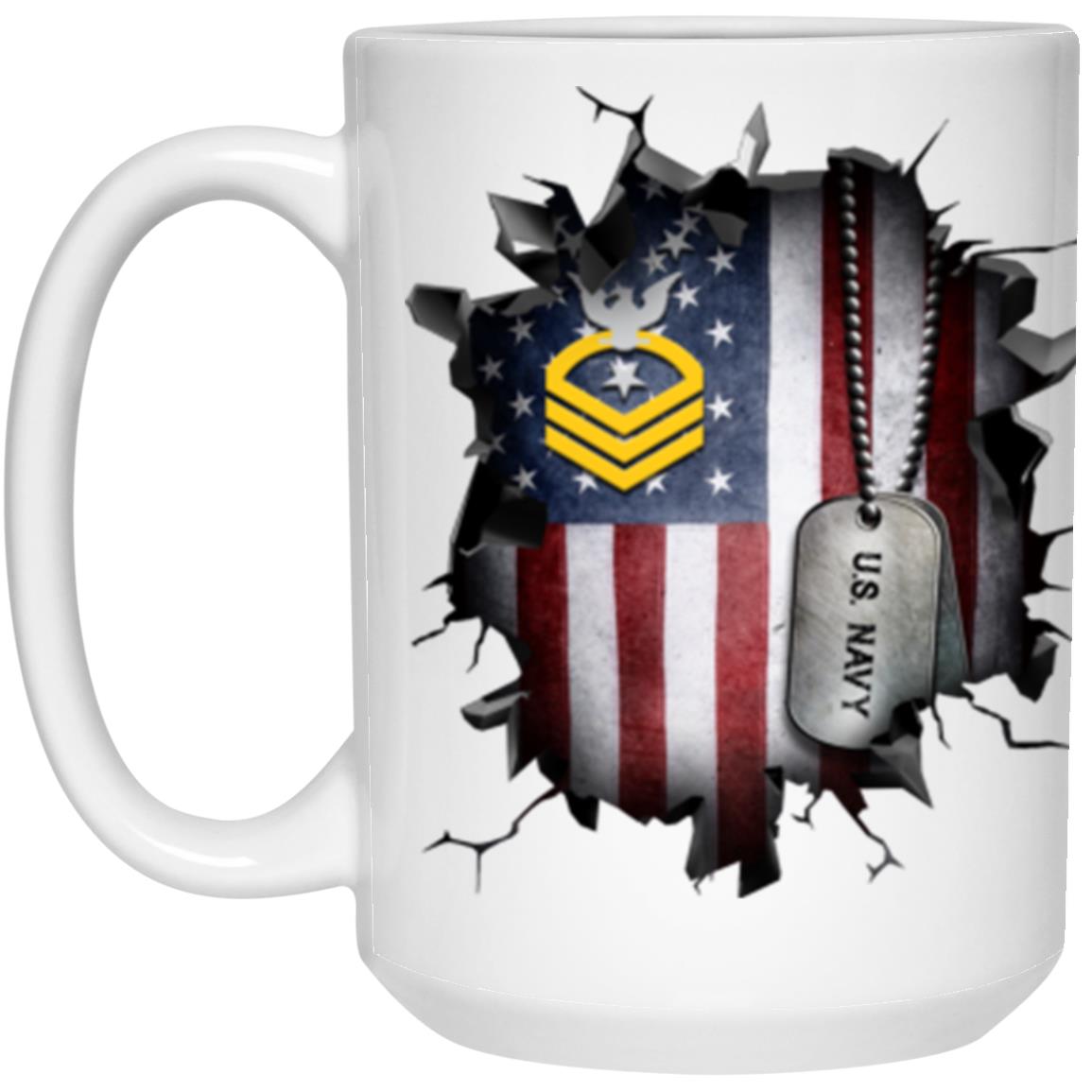 US Navy E-9 Command Master Chief Petty Officer E9 CMDCM Senior Enlisted Advisor Collar Device 3D Break Effect Coffee Mug 11oz - 15oz White Mug