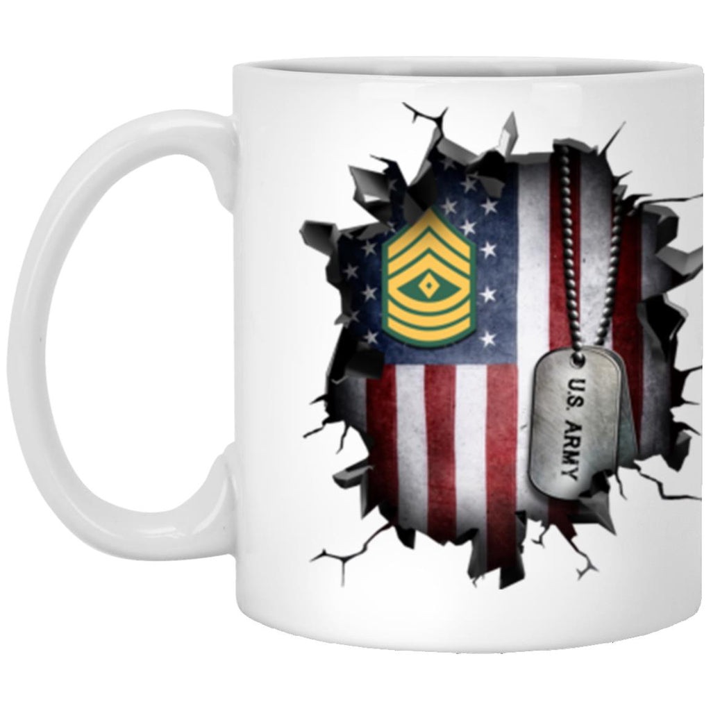 US Army E-8 First Sergeant E8 1SG Noncommissioned Officer Ranks 3D Break Effect 11oz - 15oz White Mug