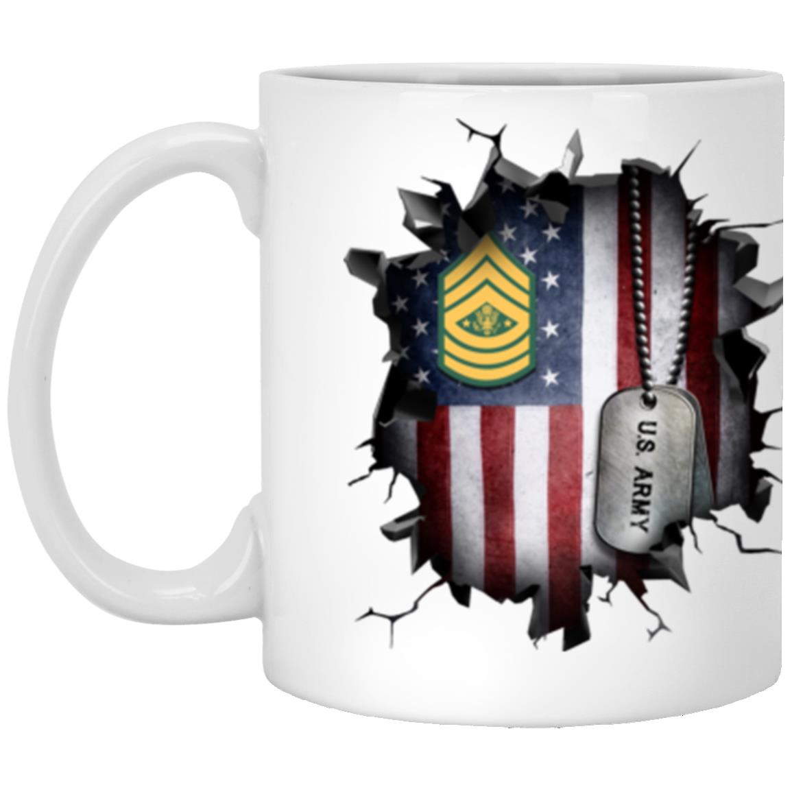 US Army E-9 Sergeant Major of the Army E9 SMA Noncommissioned Officer 3D Break Effect 11oz - 15oz White Mug