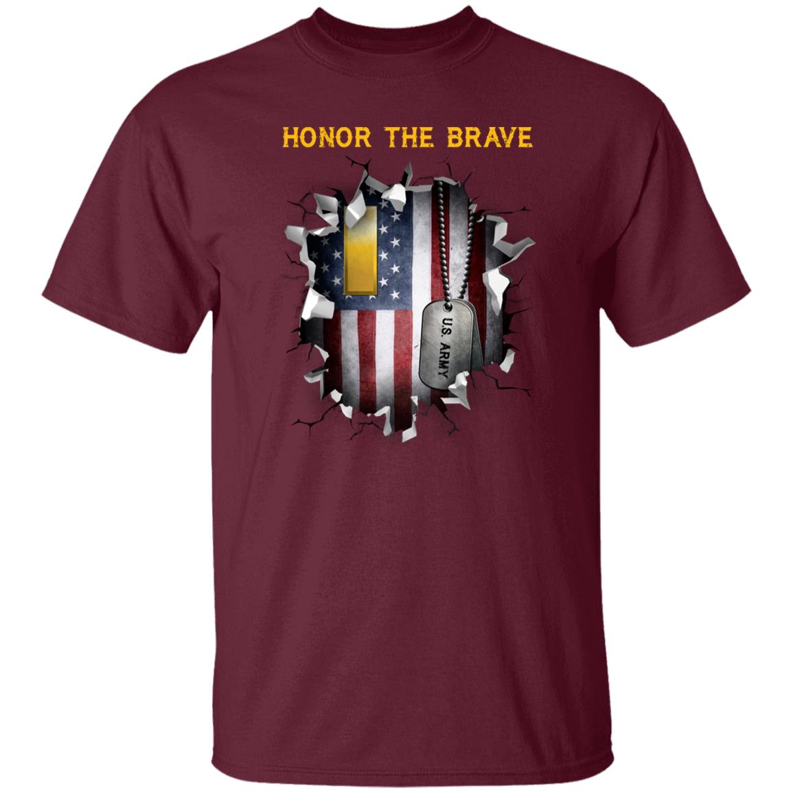 US Army O-1 Second Lieutenant O1 2LT Commissioned Officer - Honor The Brave Front Shirt