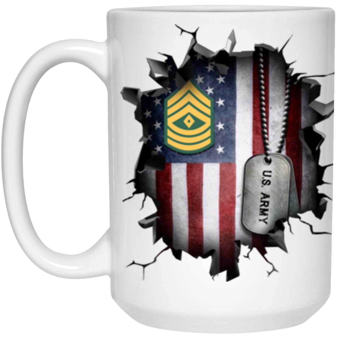 US Army E-8 First Sergeant E8 1SG Noncommissioned Officer Ranks 3D Break Effect 11oz - 15oz White Mug