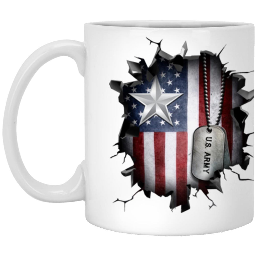 US Army O-7 Brigadier General O7 BG General Officer Ranks 3D Break Effect 11oz - 15oz White Mug