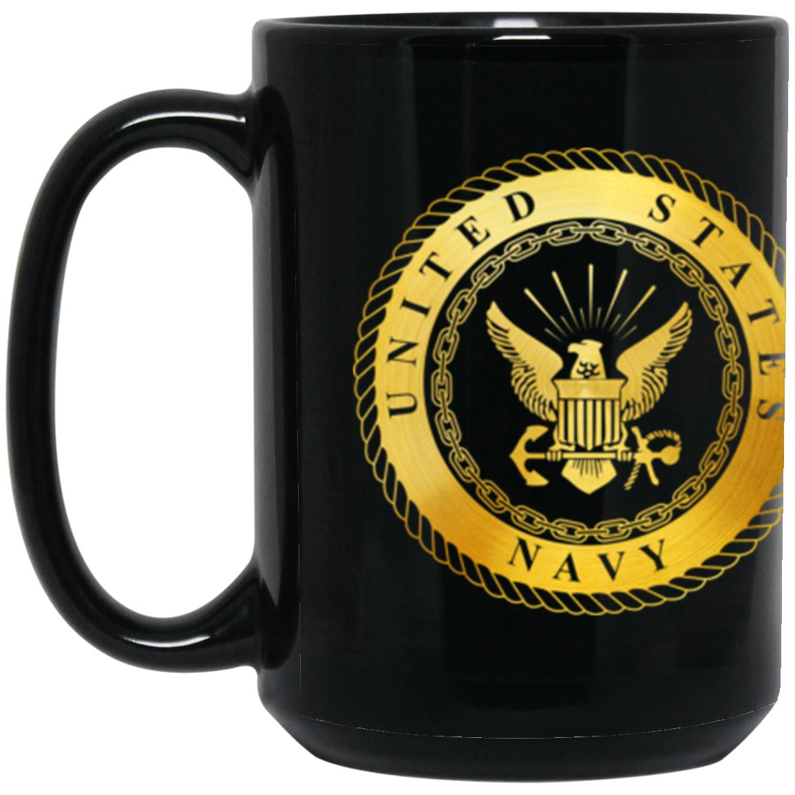 US Navy Submarine Officer Metallic Gold Effect 11oz - 15oz Black Mug