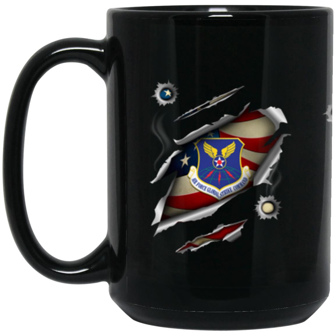 US Air Force Air Force Global Strike Command 3D Bullet Holes Effect 11oz - 15oz Black Mug